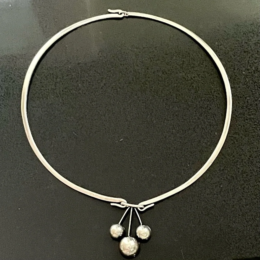 Just Andersen Modernist Silver Choker Necklace w/Triple Cherry Pendant - Picture 1 of 8